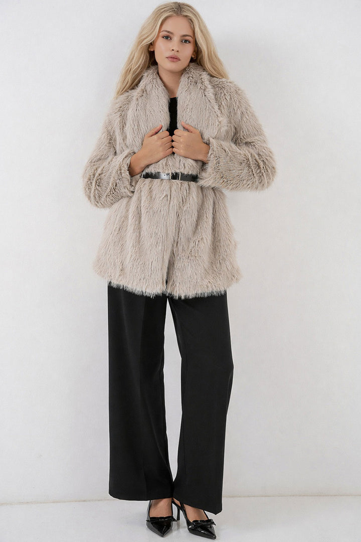 Bigdart 5186 Manteau en Peluche Croisé - Crème