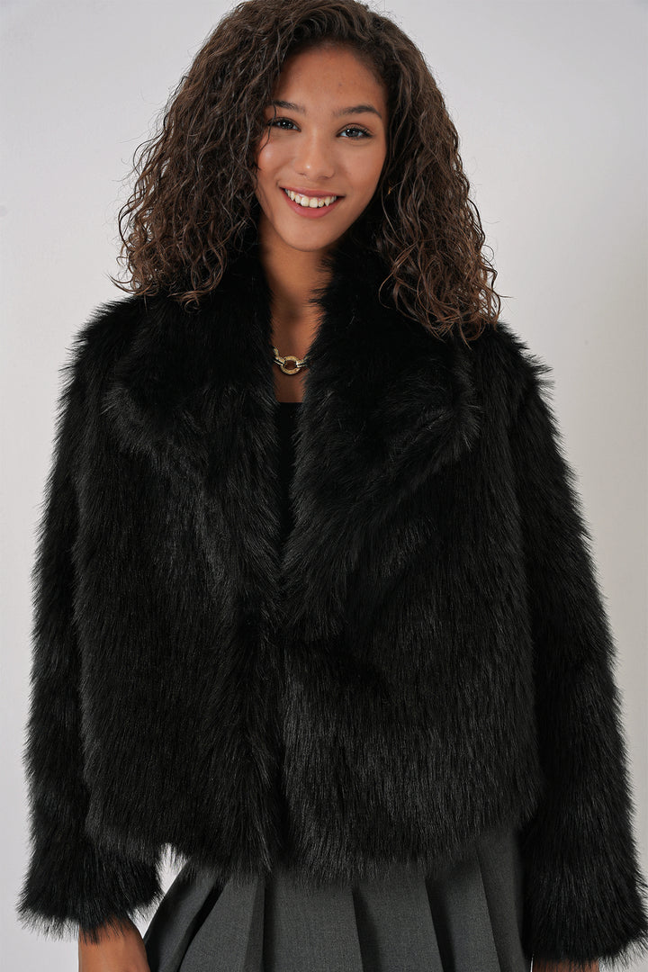 Bigdart Manteau en peluche croisé 5186 - Noir