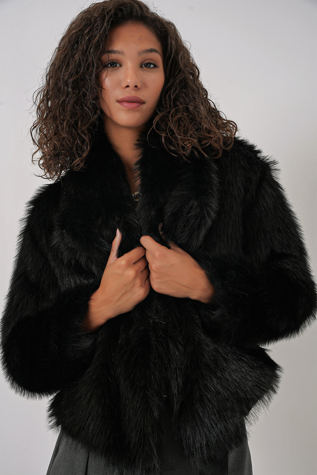 Bigdart Manteau en peluche croisé 5186 - Noir