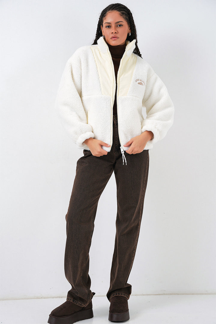 Bigdart 5194 Veste en peluche pour femme - Écru