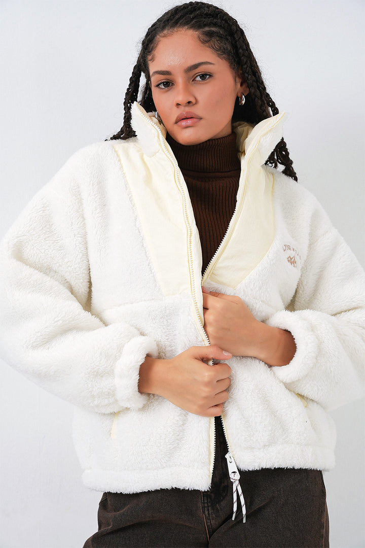 Bigdart 5194 Veste en peluche pour femme - Écru