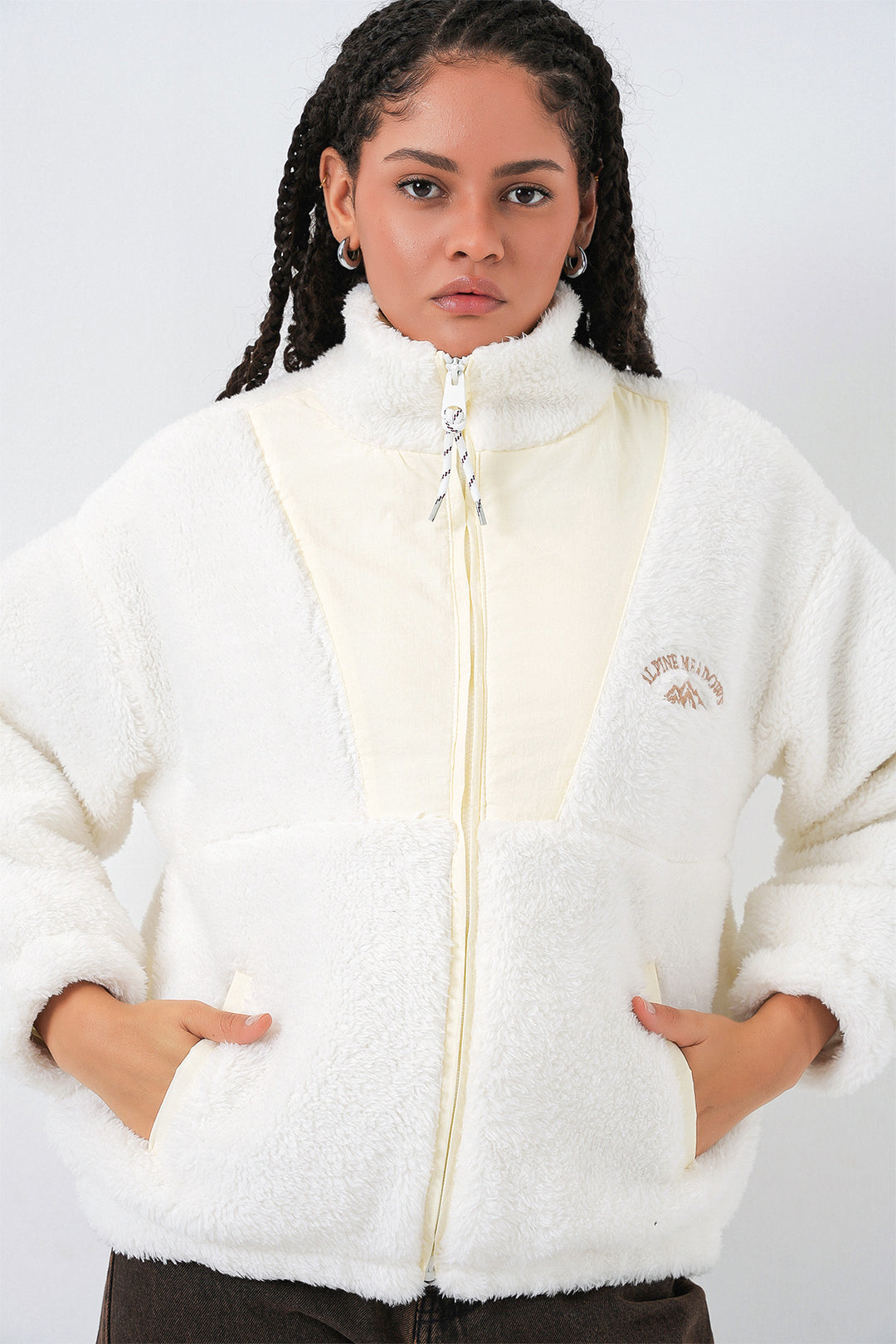 Bigdart 5194 Veste en peluche pour femme - Écru
