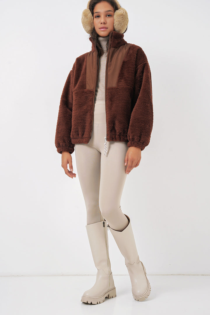 Bigdart Veste en peluche pour femme 5194 - Marron