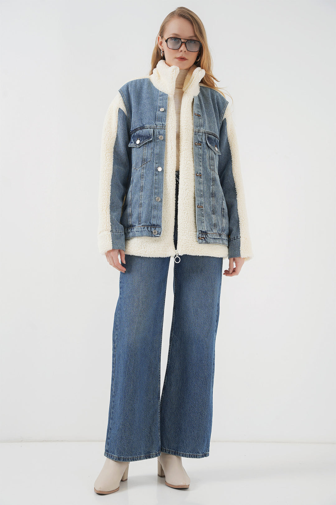 Bigdart 5198 Manteau en jean long en peluche - Bleu marine