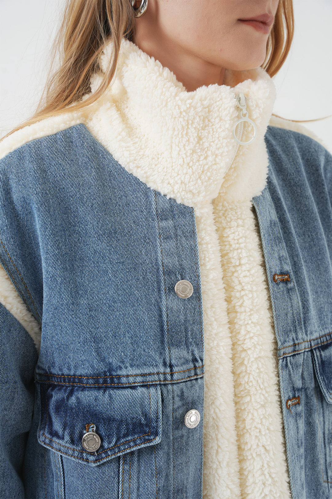 Bigdart 5198 Manteau en jean long en peluche - Bleu marine