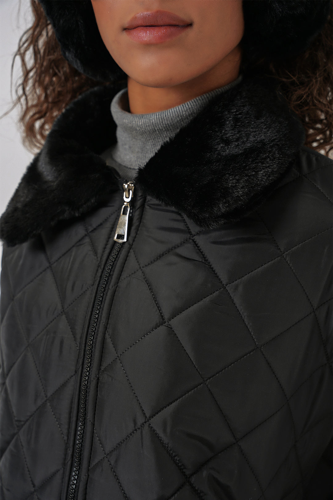 Bigdart 5202 Manteau matelassé avec détails en peluche - Noir