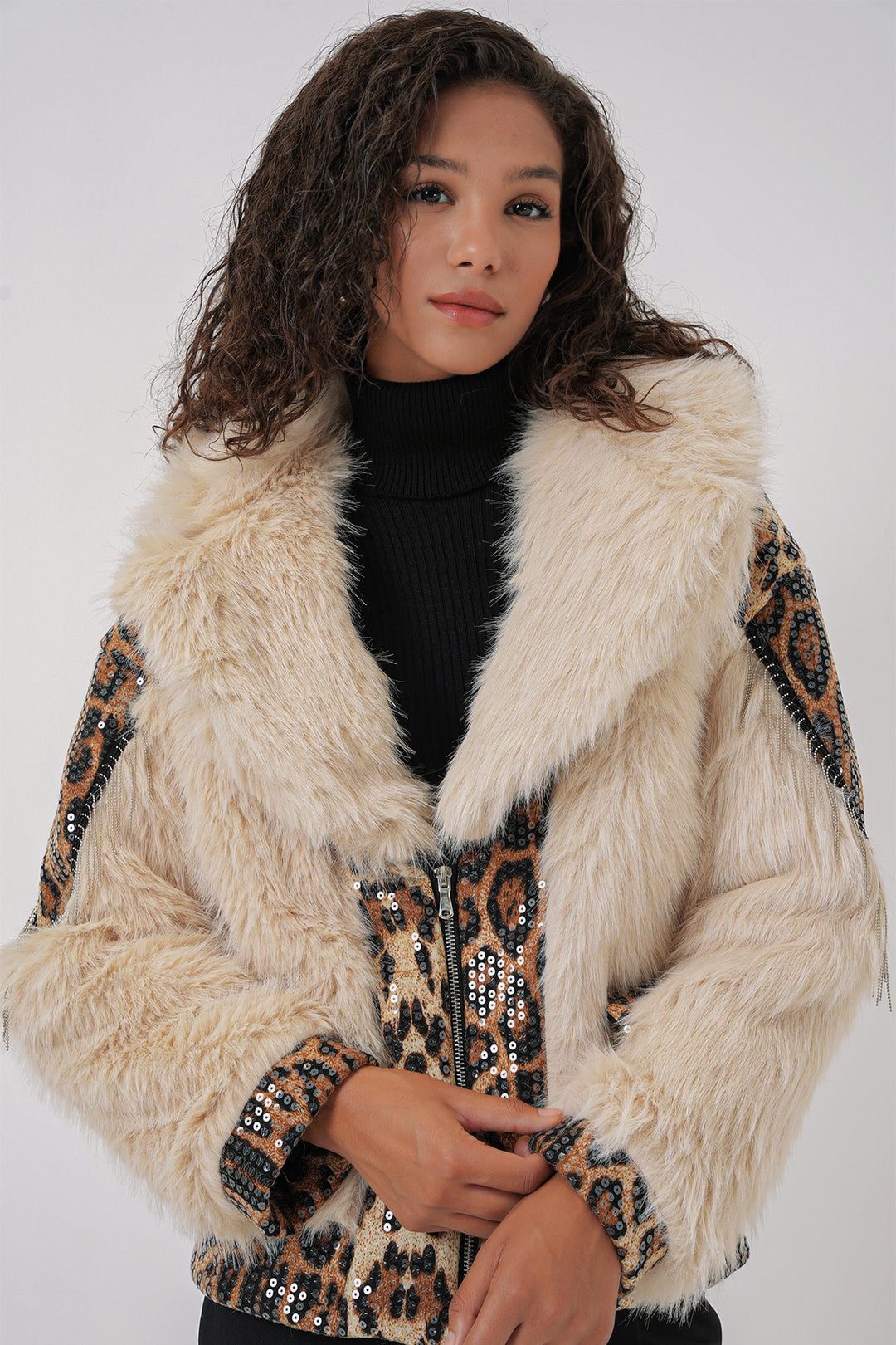 Bigdart 5209 Manteau en fourrure peluche - Crème