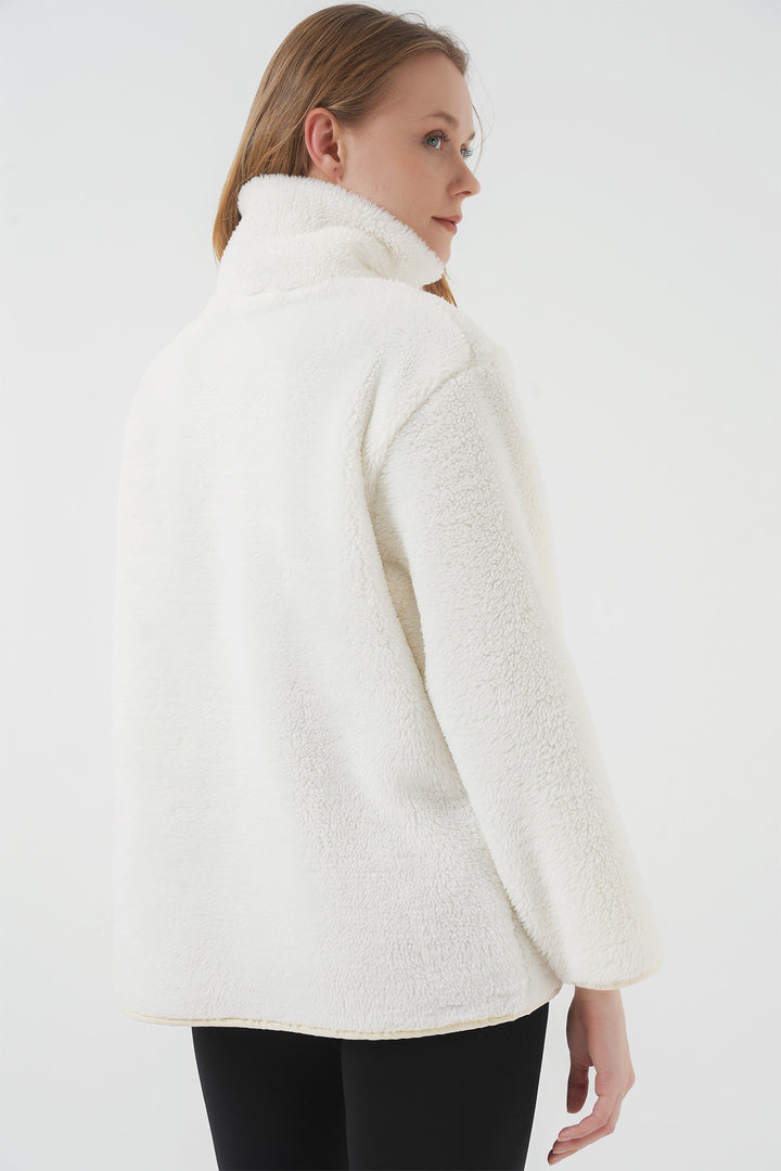 Bigdart 5211 Manteau en Peluche à Fermeture Éclair - Écru