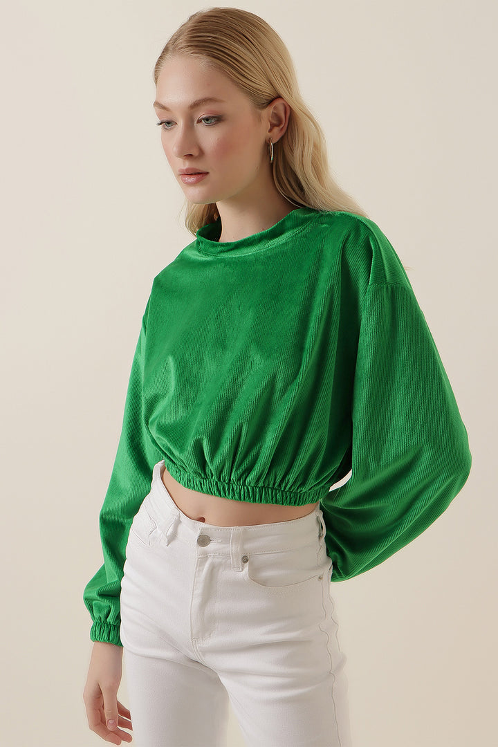 Bigdart Blouse crop en velours 55392 - Vert