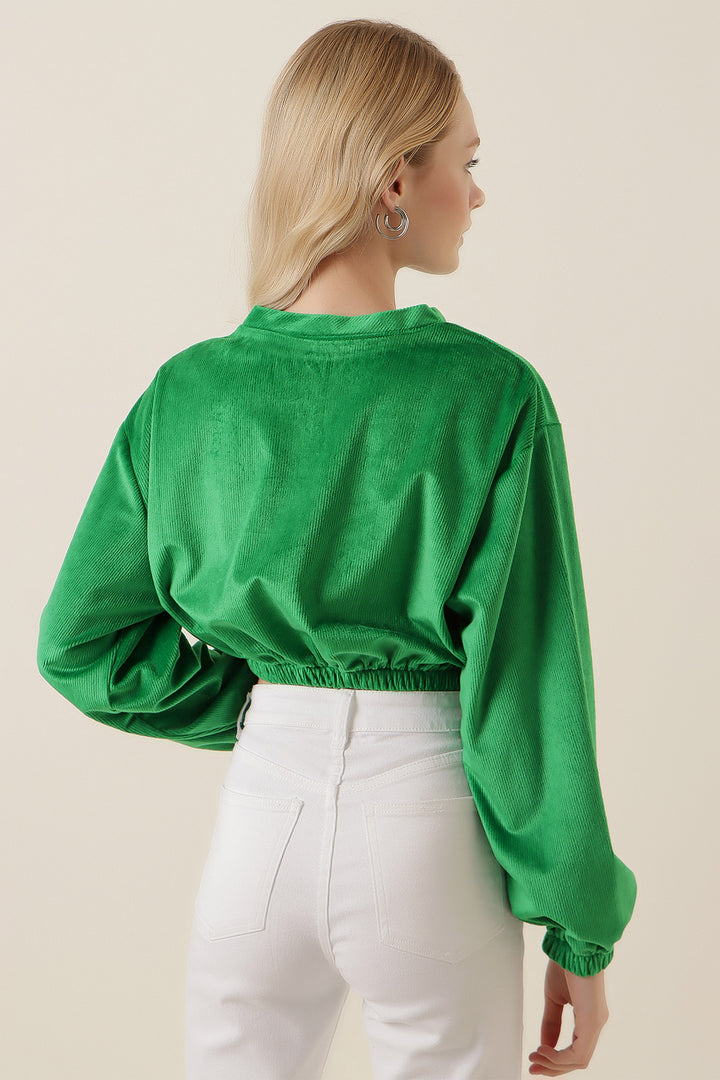 Bigdart Blouse crop en velours 55392 - Vert
