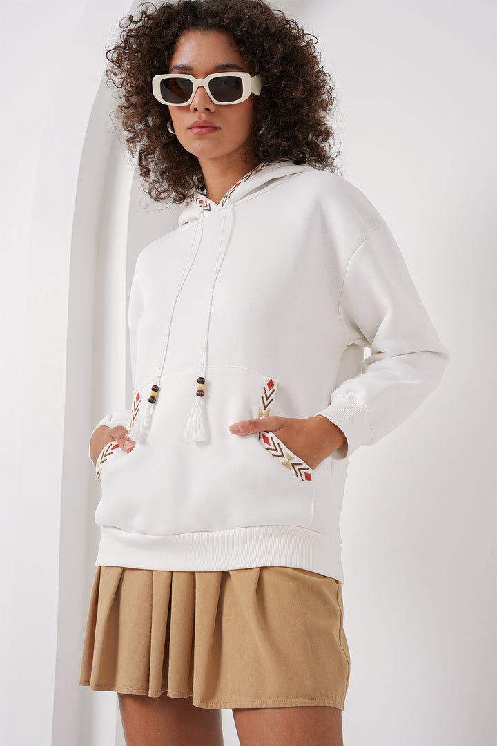 Bigdart Sweatshirt oversize brodé 55443 - Blanc