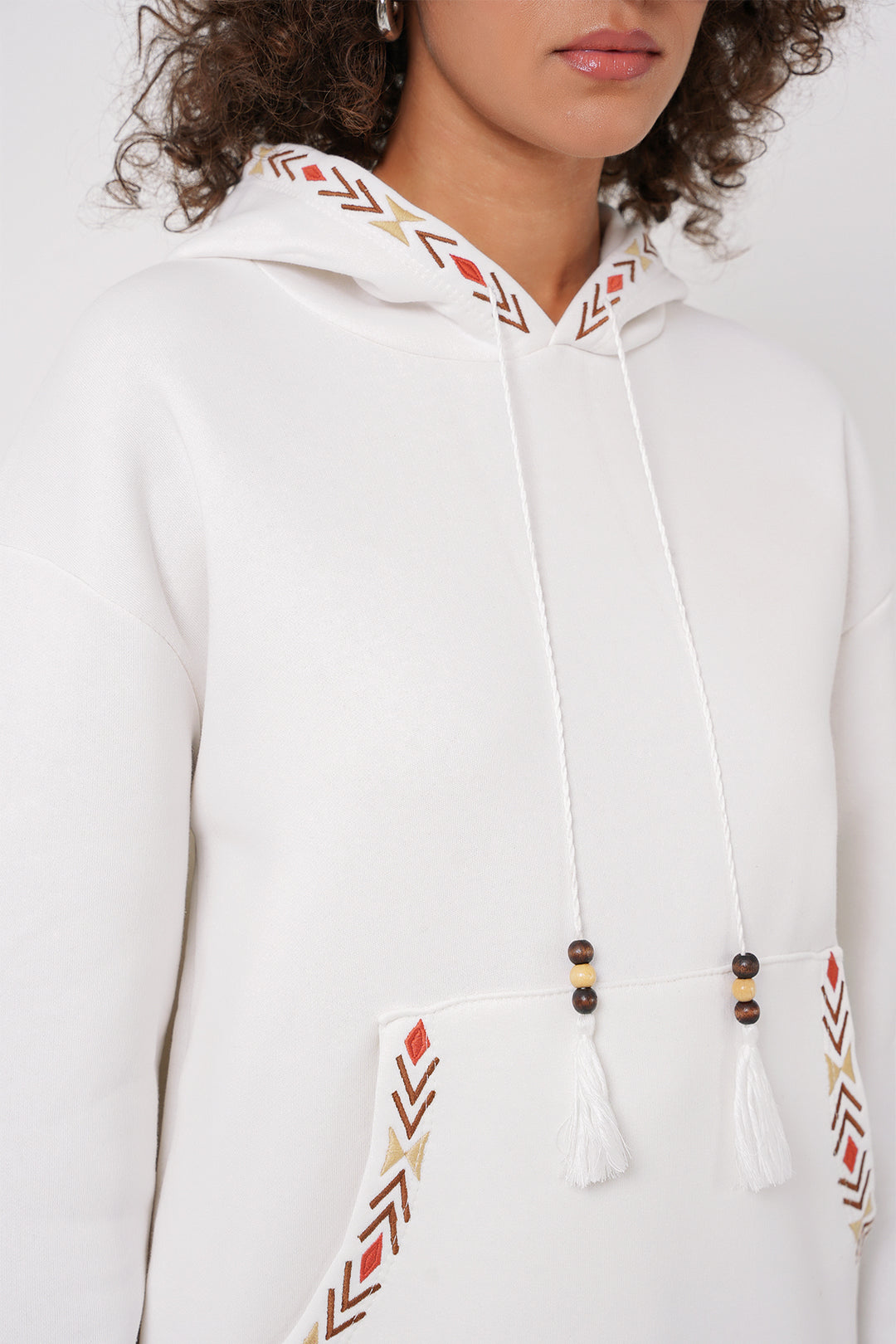 Bigdart 55443 Sweatshirt Oversize Brodé - Blanc