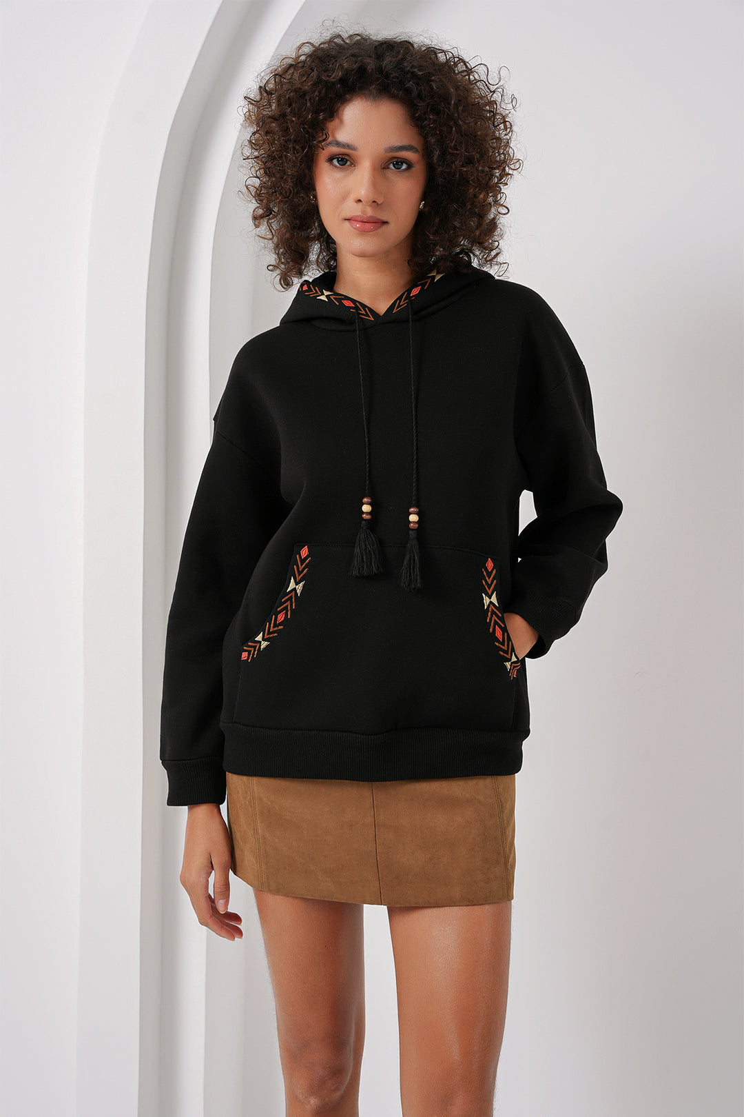 Bigdart 55443 Sweatshirt oversize brodé - Noir