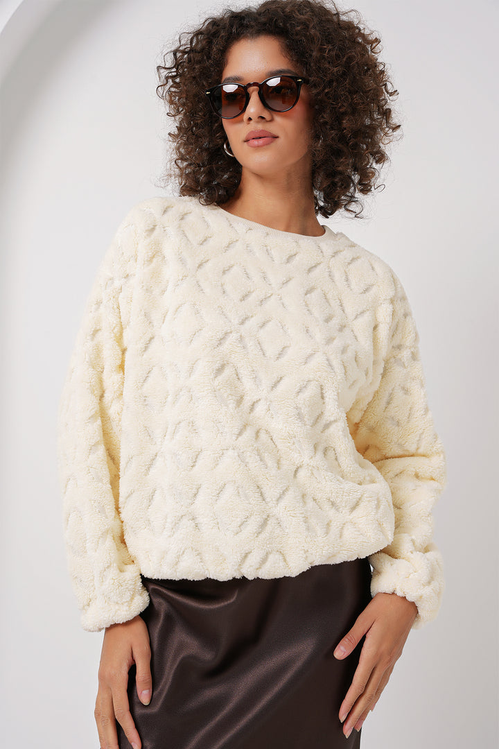 Bigdart 55445 Pull en Peluche - Écru