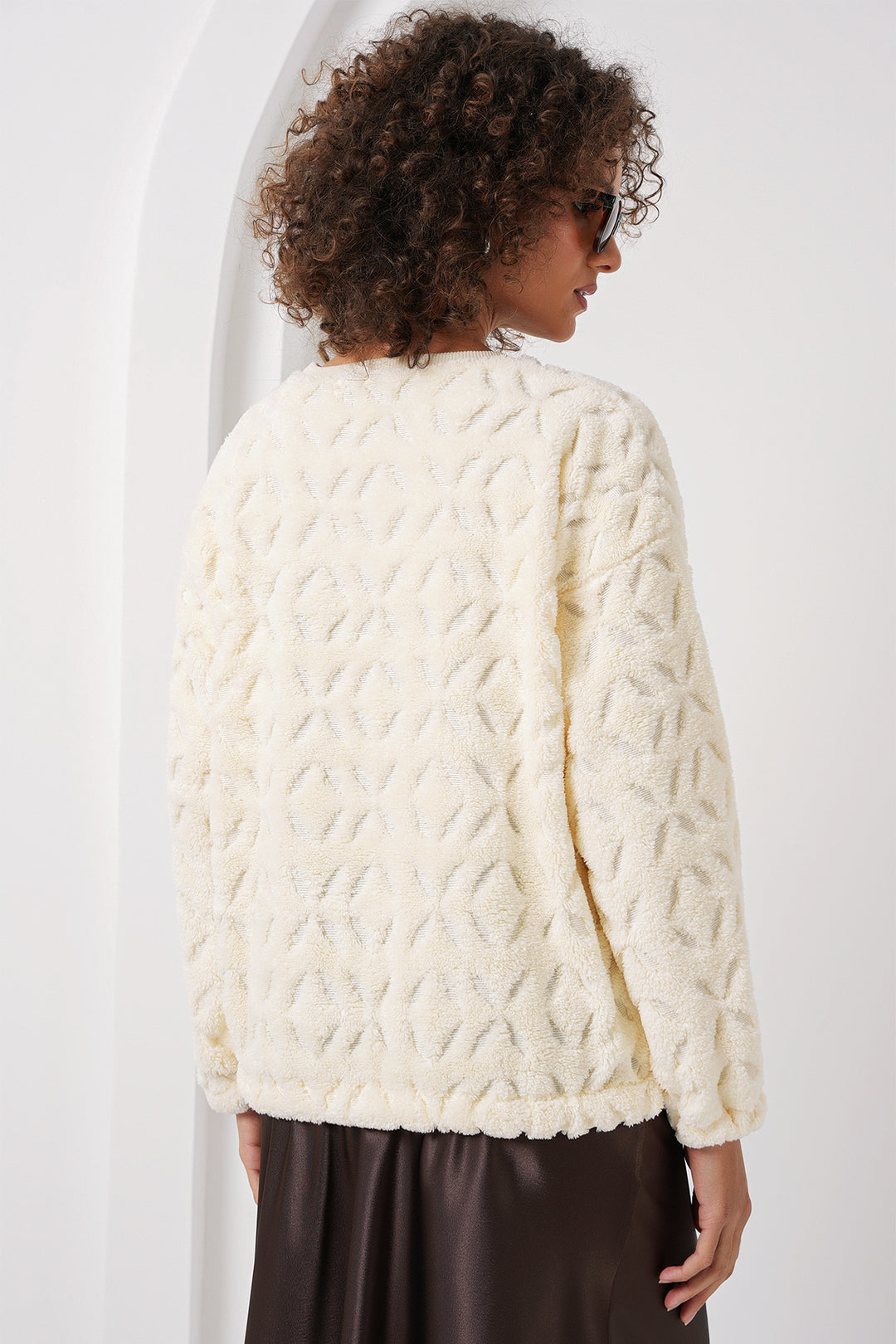 Bigdart 55445 Pull en Peluche - Écru