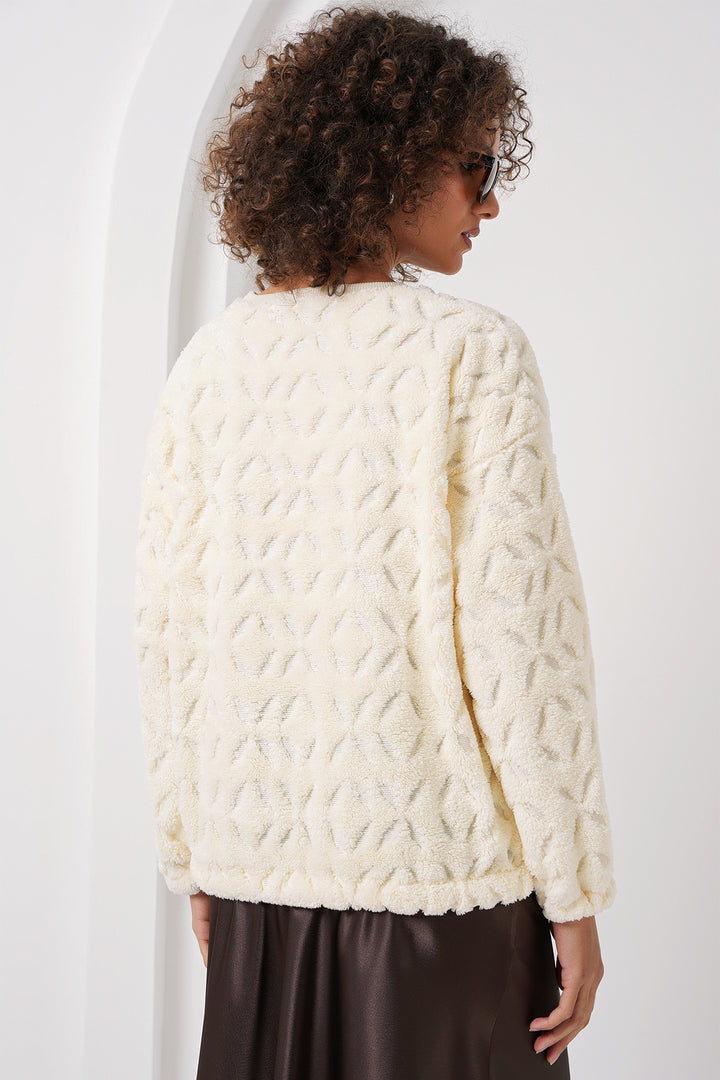 Bigdart 55445 Pull en Peluche - Écru