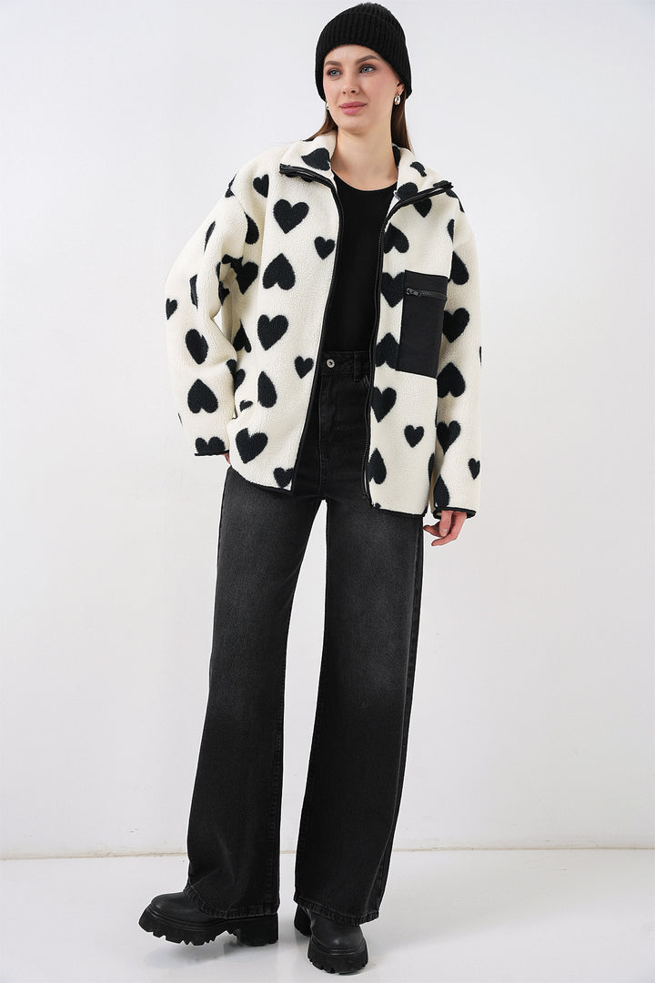 Bigdart Veste en peluche oversize zippée 55446 - a.Blanc
