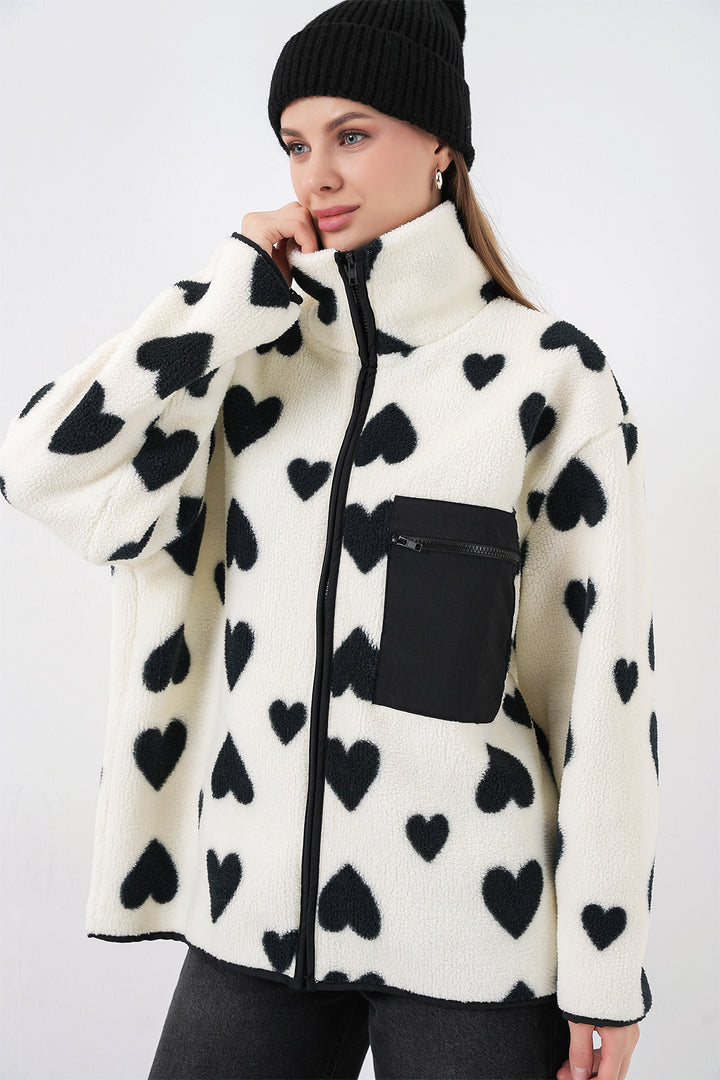 Bigdart Veste en peluche oversize zippée 55446 - a.Blanc