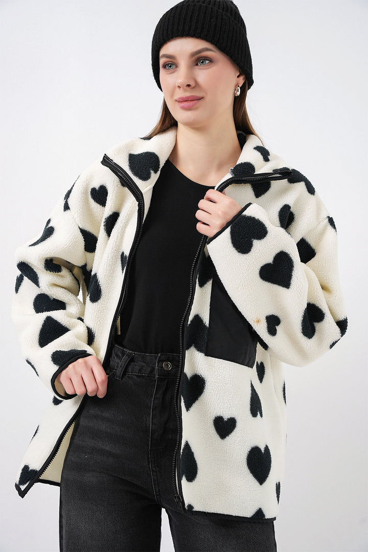 Bigdart Veste en peluche oversize zippée 55446 - a.Blanc