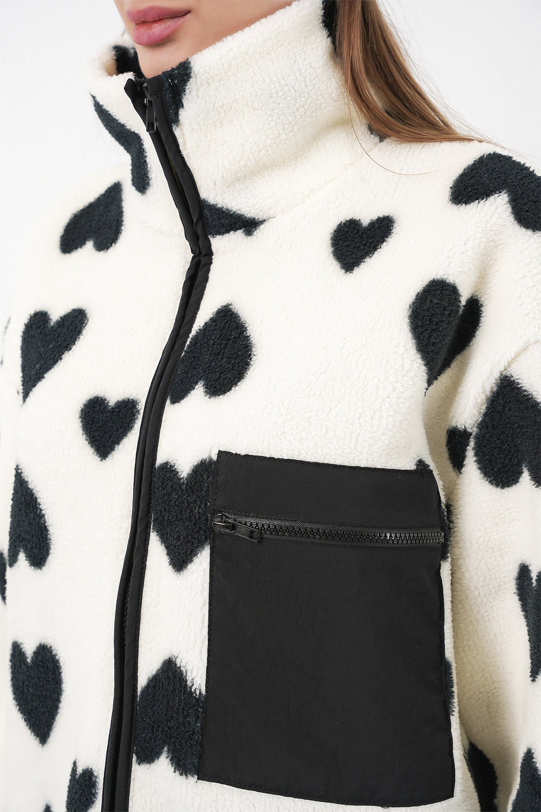 Bigdart Veste en peluche oversize zippée 55446 - a.Blanc