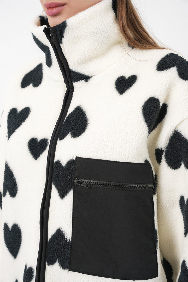 Bigdart Veste en peluche oversize zippée 55446 - a.Blanc
