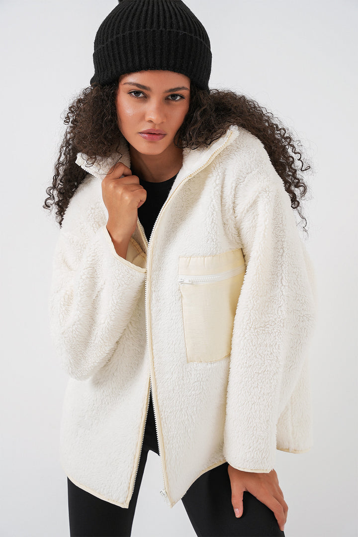 Bigdart Veste oversize en peluche zippée 55446 - Beige