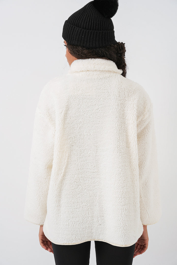Bigdart 55446 Manteau Peluche Oversize à Col Zippé - Beige