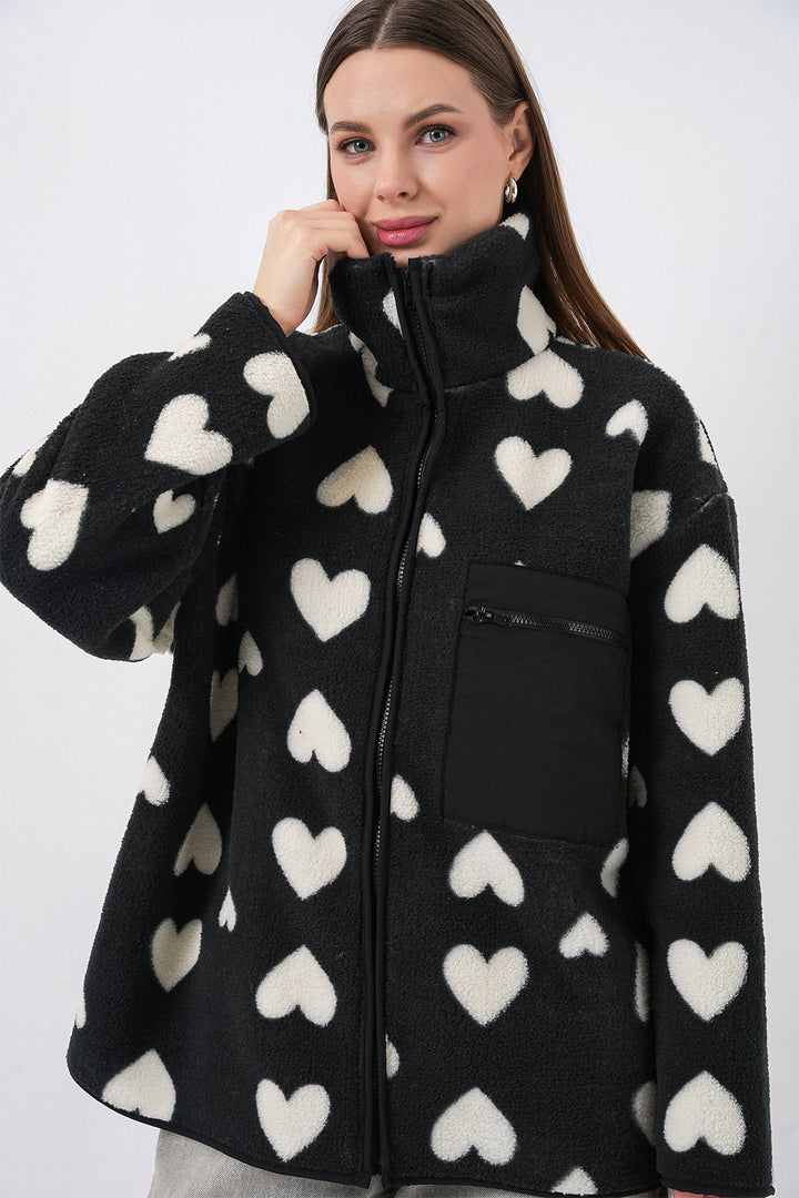 Bigdart Veste Peluche Oversize Zippée 55446 - k. Noir
