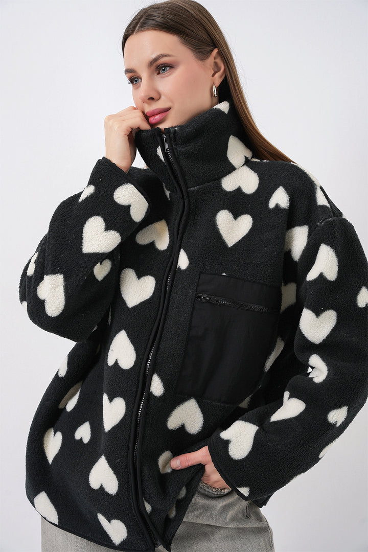 Bigdart Veste Peluche Oversize Zippée 55446 - k. Noir