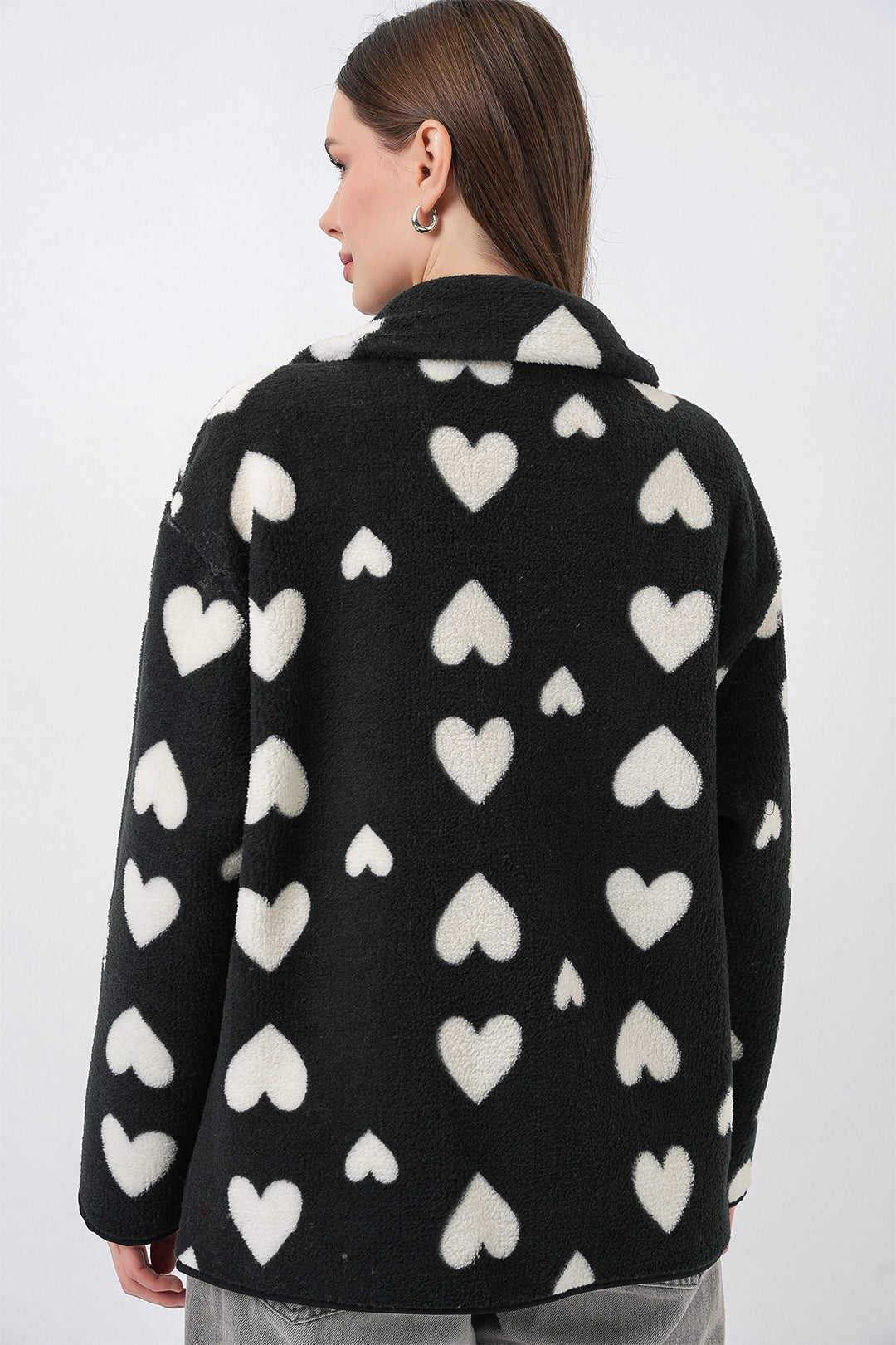 Bigdart Veste Peluche Oversize Zippée 55446 - k. Noir
