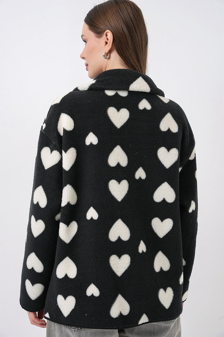 Bigdart Veste Peluche Oversize Zippée 55446 - k. Noir