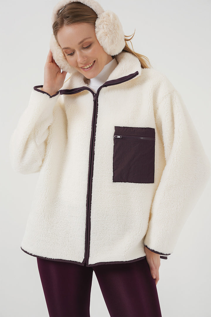 Bigdart 55446 Veste en Peluche Oversize à Fermeture Éclair - Violet