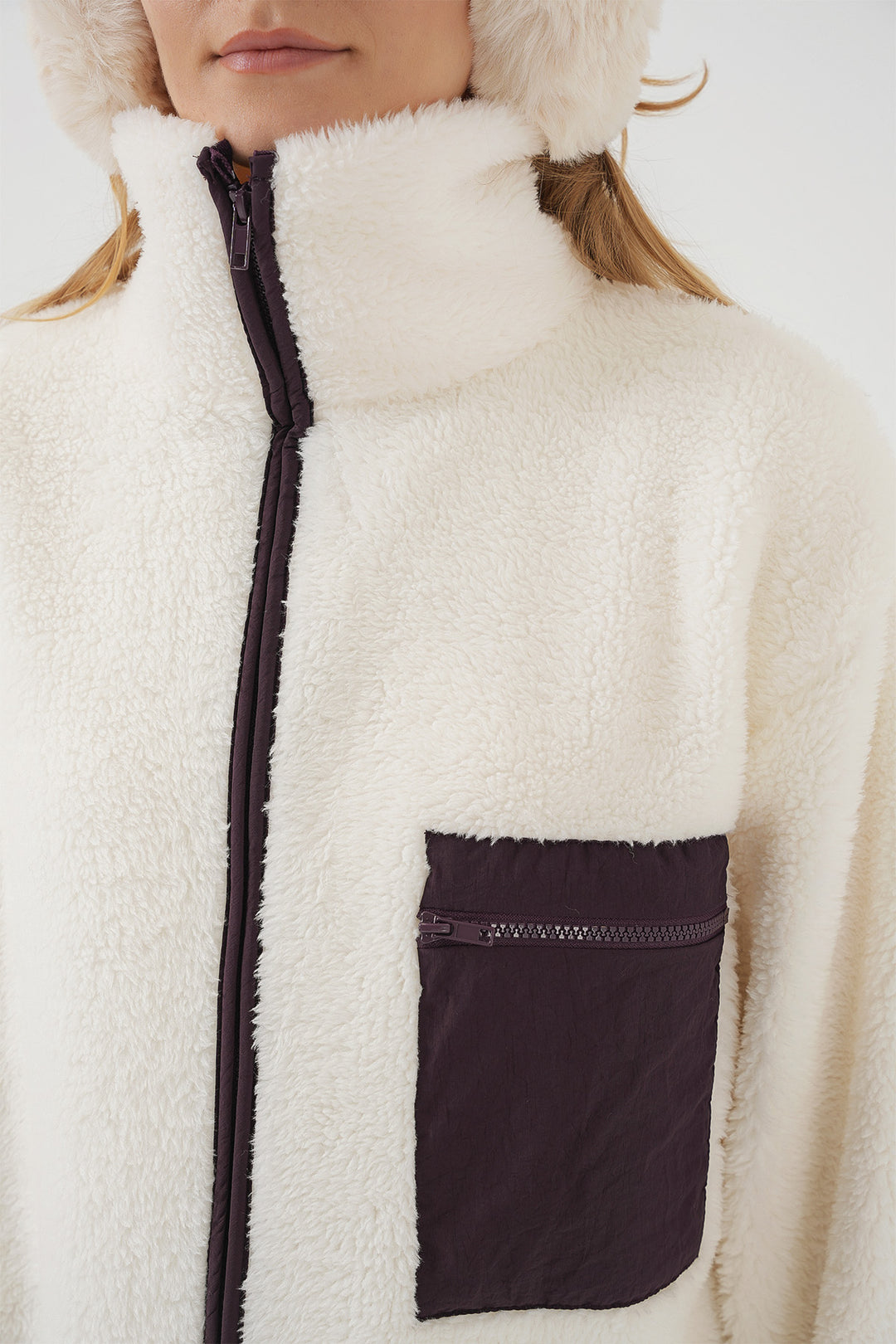 Bigdart 55446 Veste en Peluche Oversize à Fermeture Éclair - Violet
