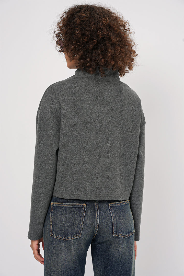 Bigdart 55449 Sweatshirt Tricot à Col Zippé - Anthracite