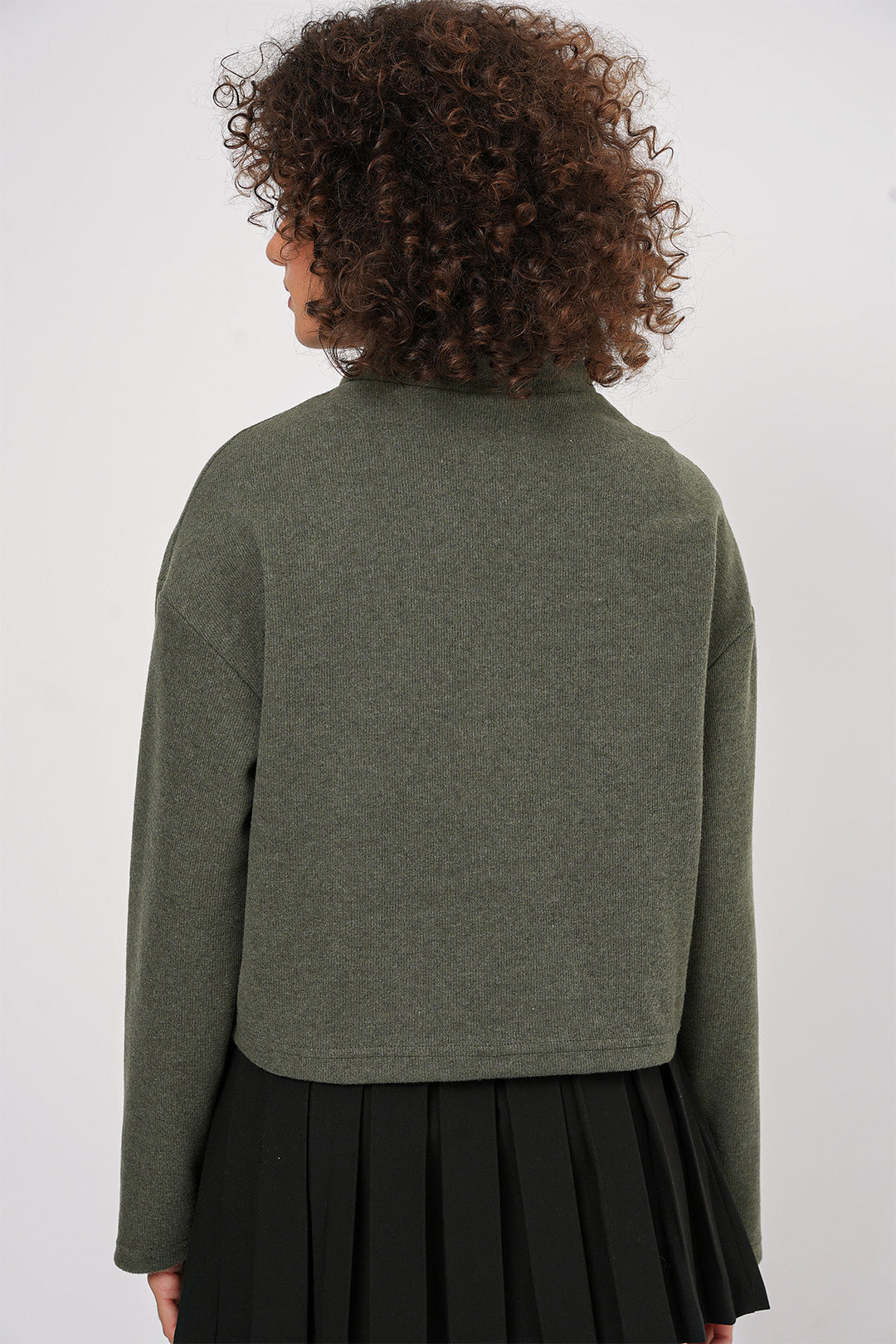 Bigdart 55449 Sweatshirt Tricoté à Col Zippé - Kaki