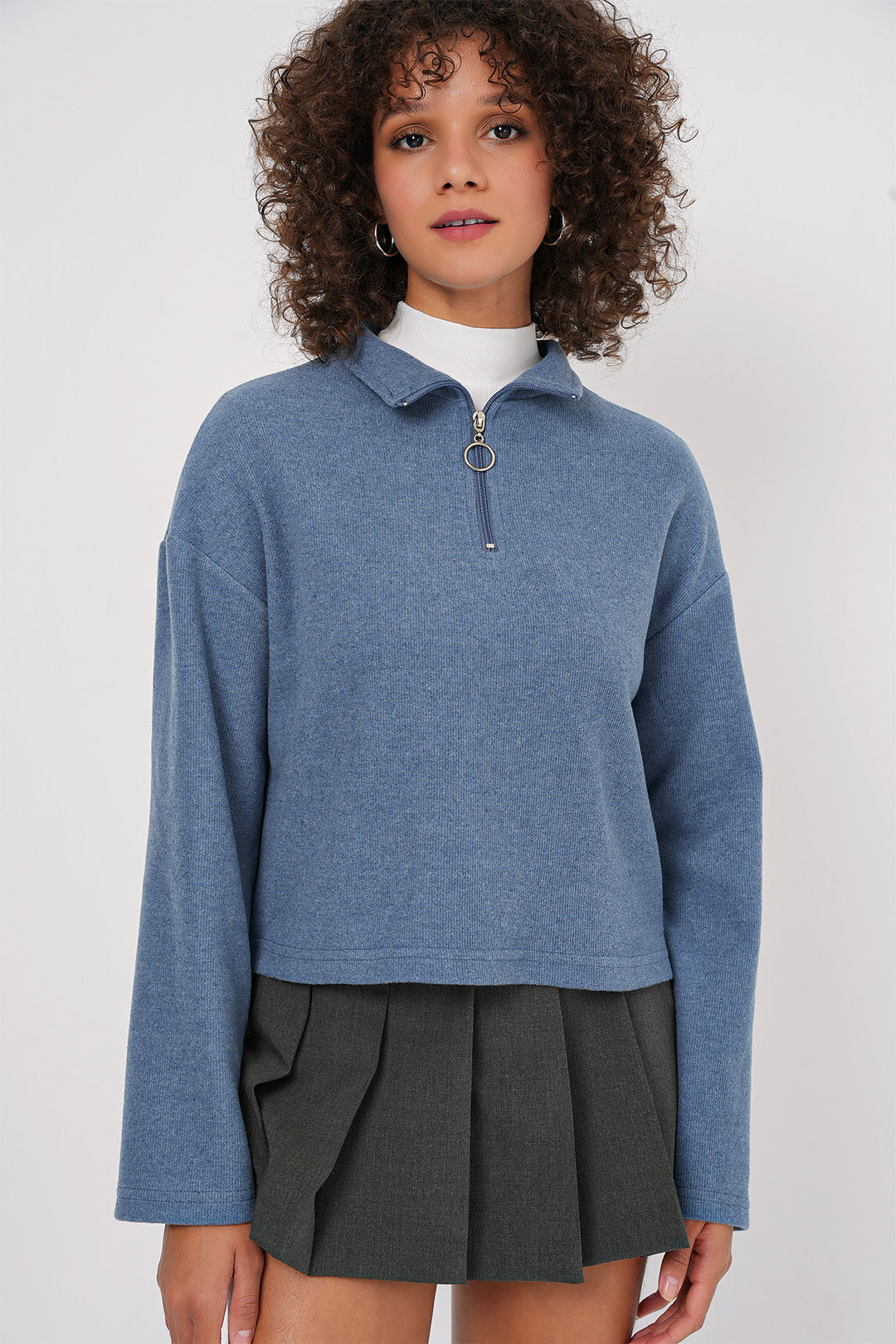 Bigdart 55449 Sweatshirt Tricot à Col Zippé - Indigo