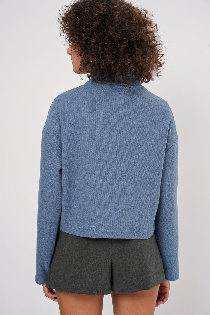 Bigdart 55449 Sweatshirt Tricot à Col Zippé - Indigo