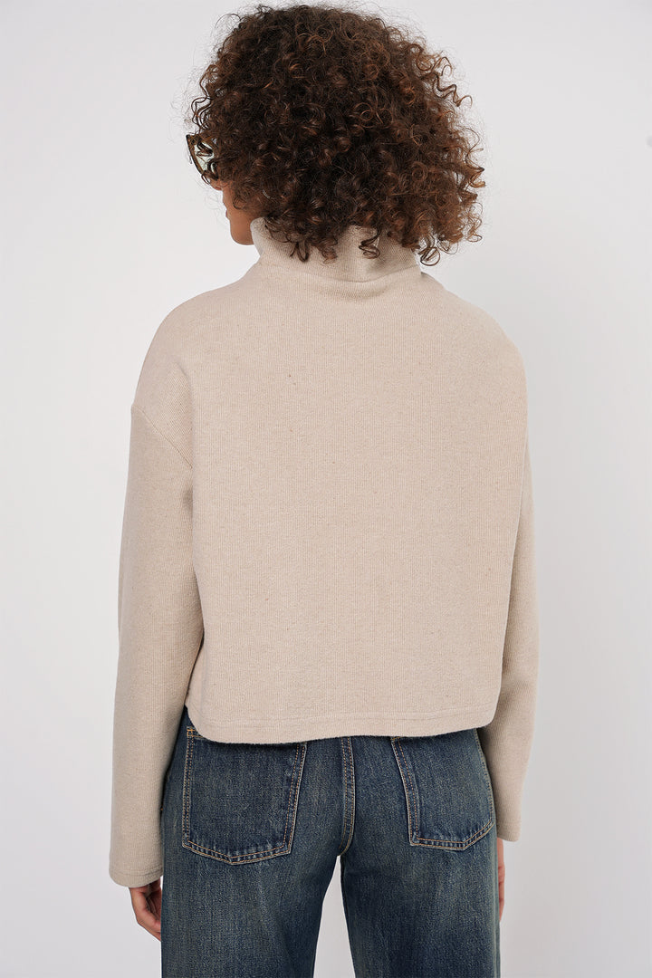 Bigdart 55449 Sweatshirt Tricot à Col Zippé - Crème