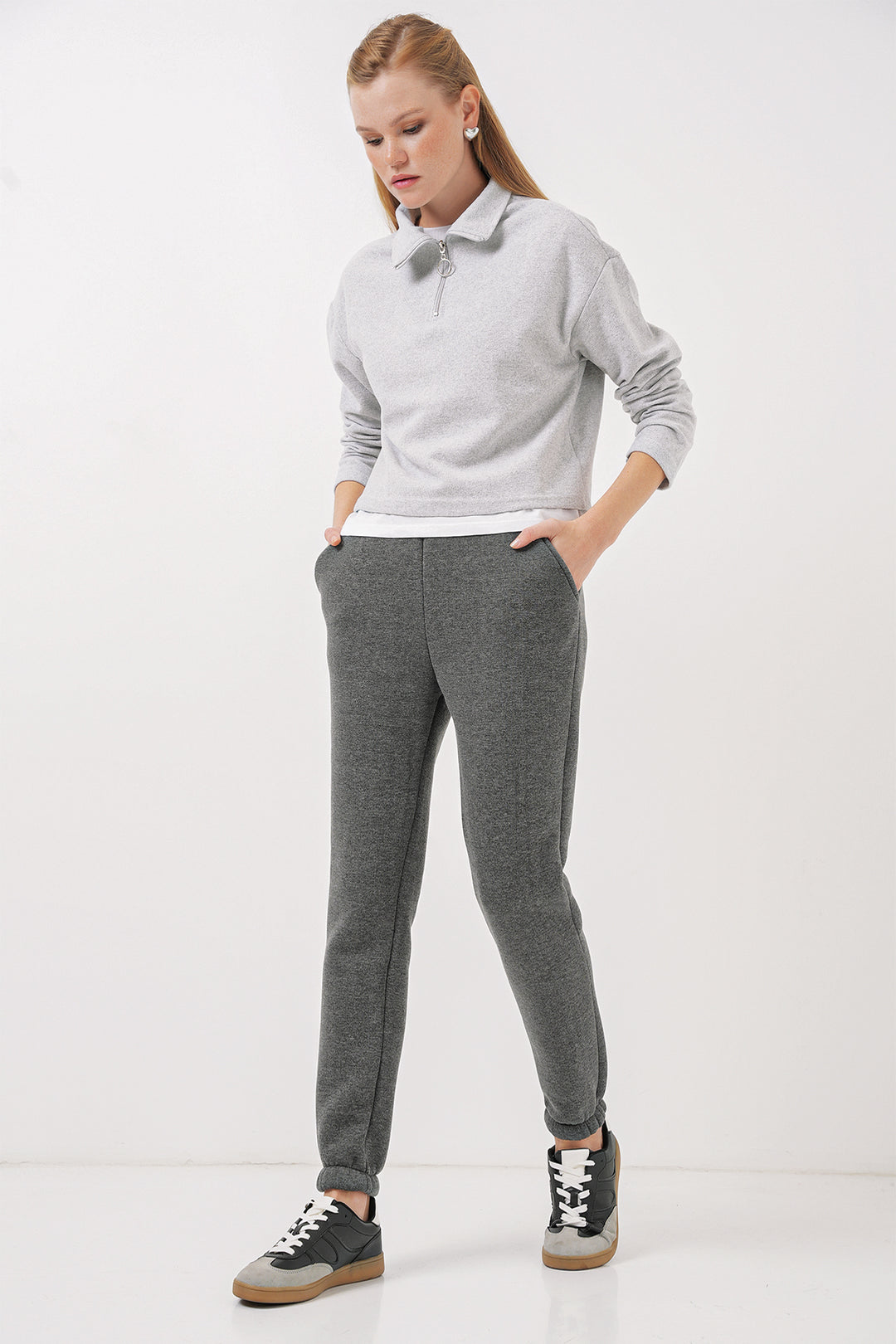 Bigdart 55450 Pantalon de survêtement en trois fils - Anthracite