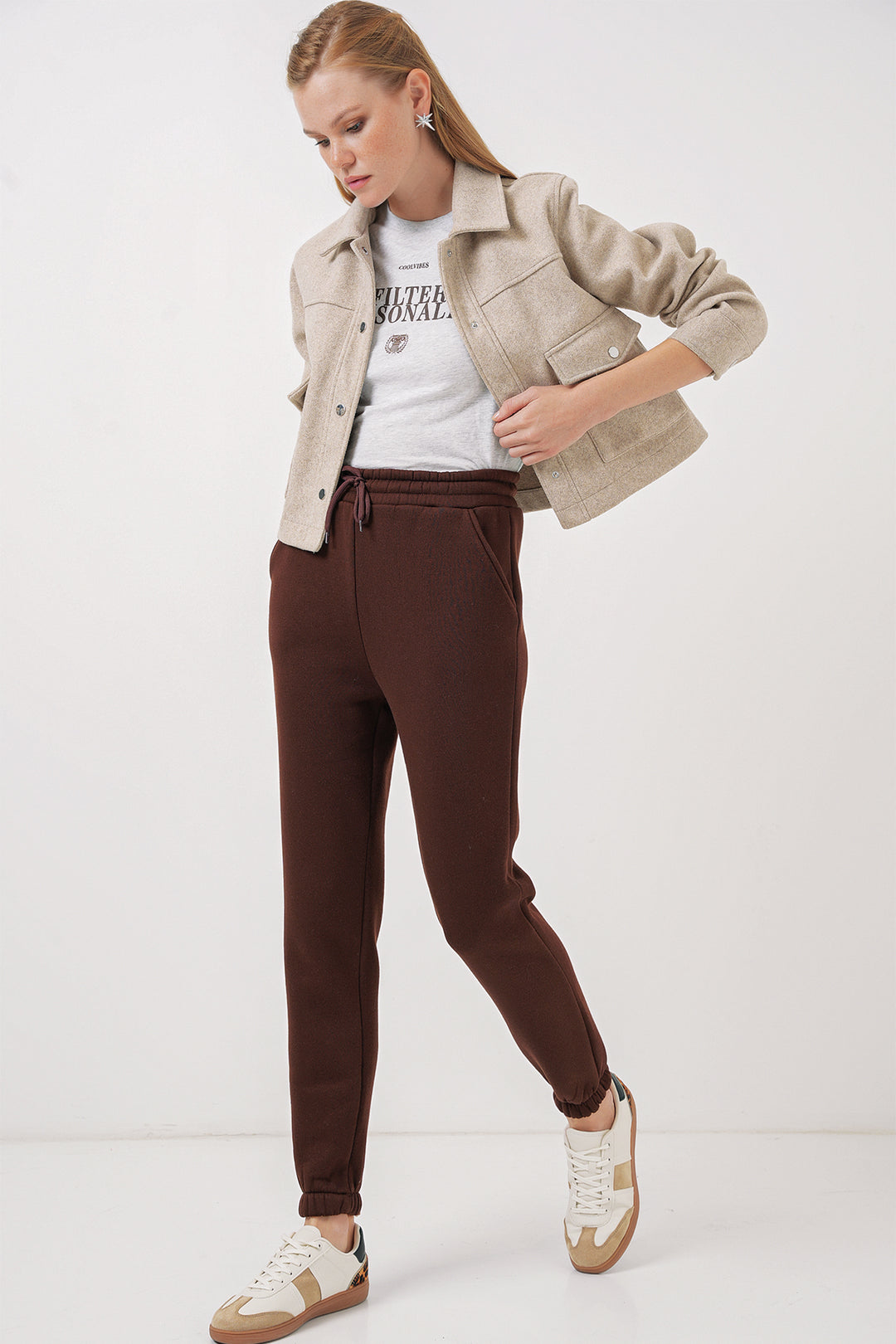 Bigdart 55450 Pantalon de survêtement en trois fils - Marron