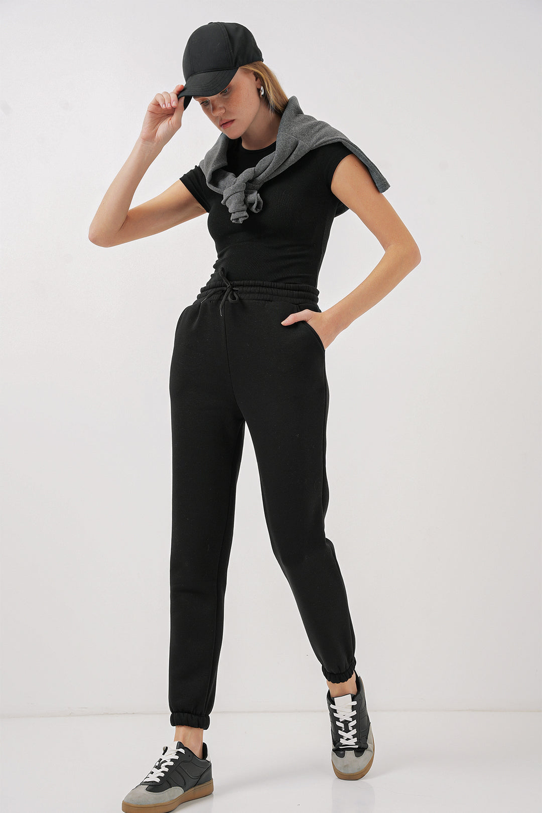 Bigdart 55450 Pantalon de survêtement en trois fils - Noir