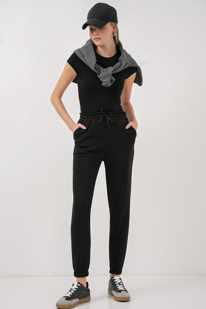 Bigdart 55450 Pantalon de survêtement en trois fils - Noir