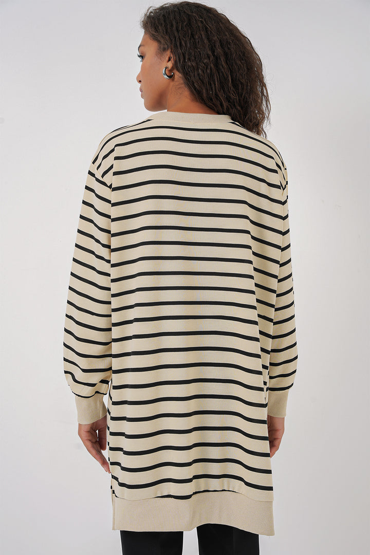 Bigdart 55452 Tunique de hijab à col bateau rayée pour femme - Noir