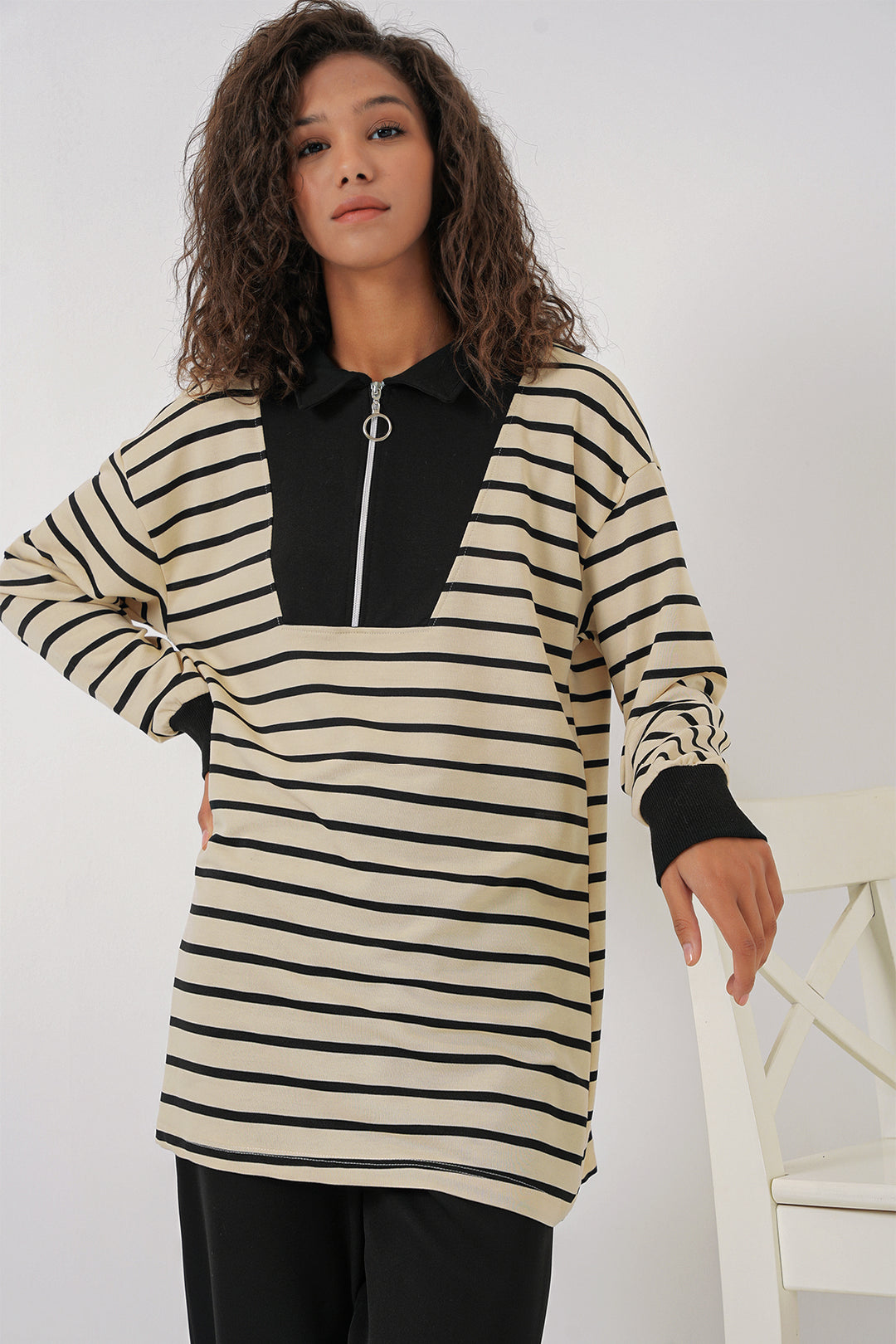 Bigdart 55454 Tunique de hijab à fermeture éclair pour femme - Noir