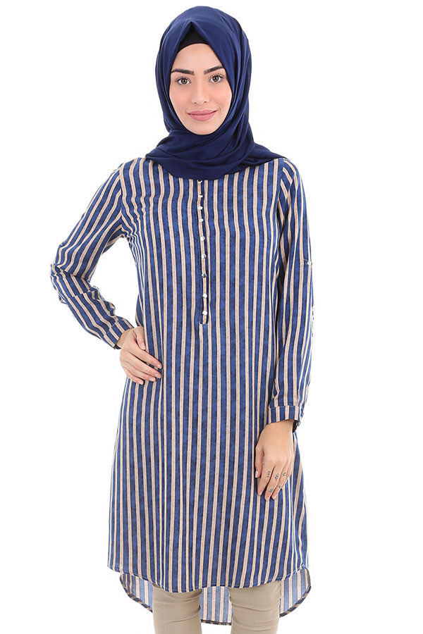 Bigdart 5607 TUNIQUE HIJAB COL JUGE - Saxe