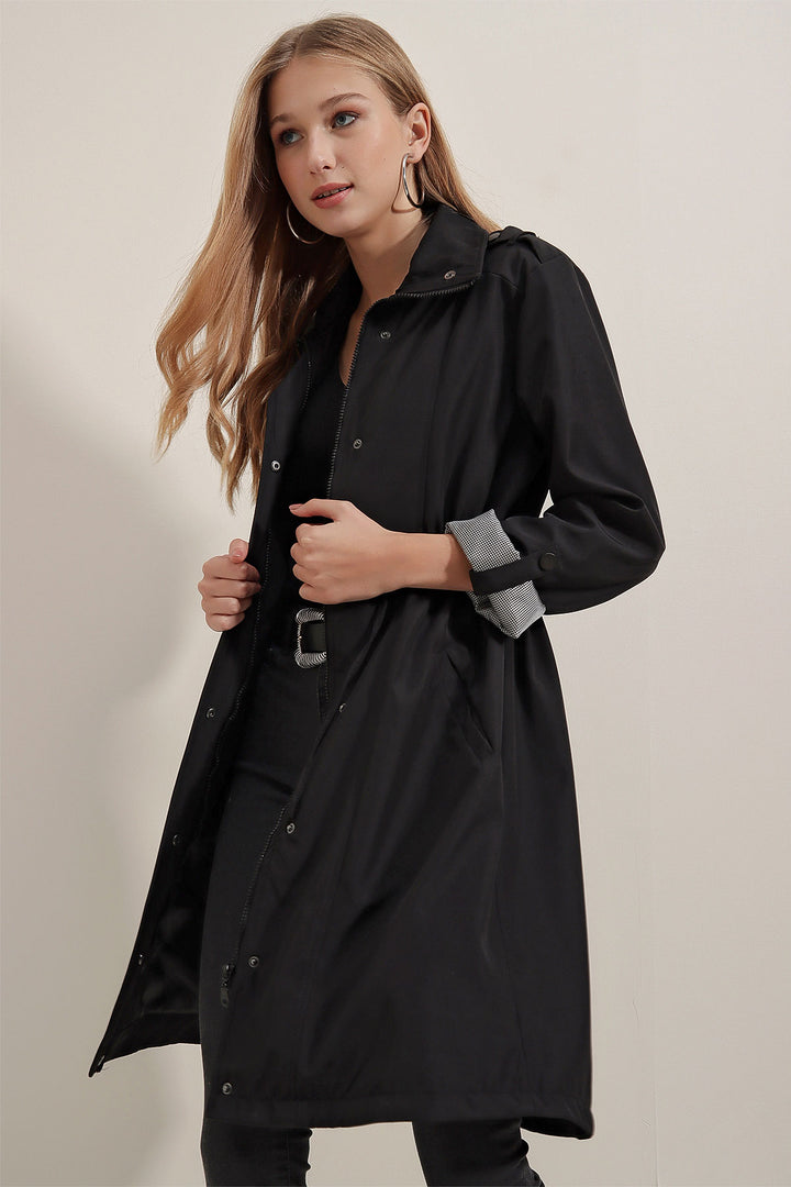 Bigdart 5808 معطف الخندق بحزام - أسود
