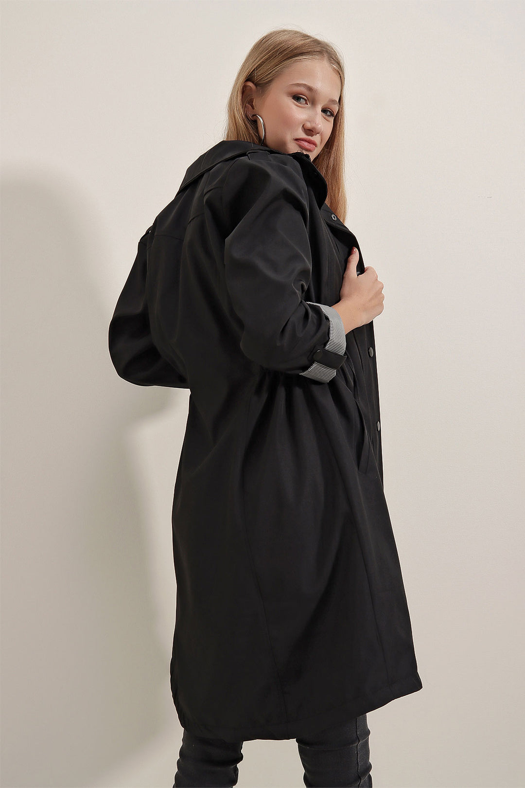 Bigdart 5808 معطف الخندق بحزام - أسود