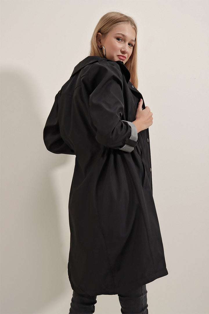 Bigdart 5808 معطف الخندق بحزام - أسود