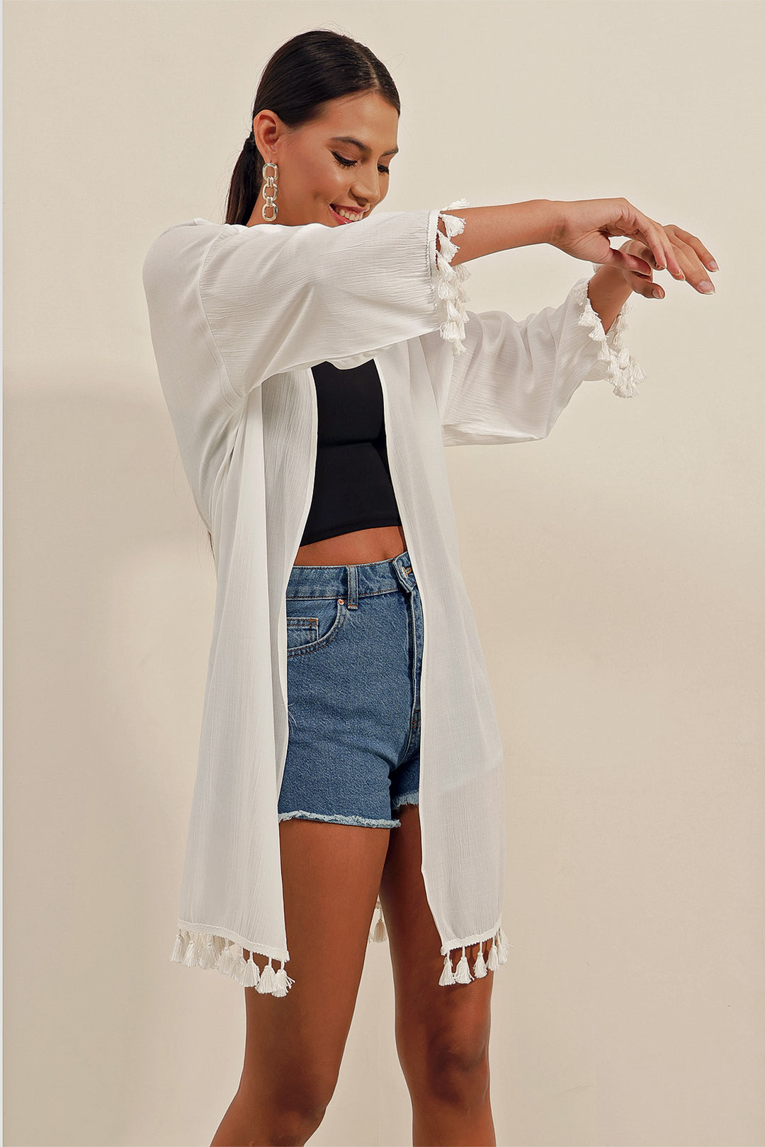 Bigdart Kimono à volants 5833 - Blanc