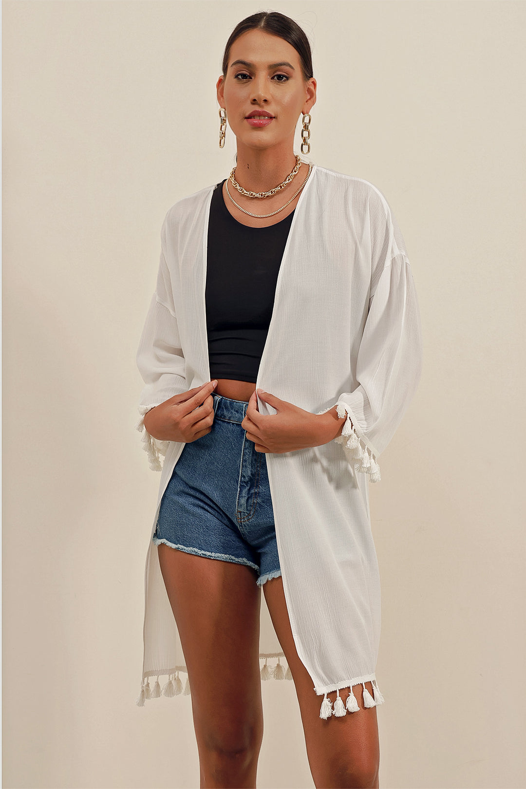 Bigdart Kimono à volants 5833 - Blanc